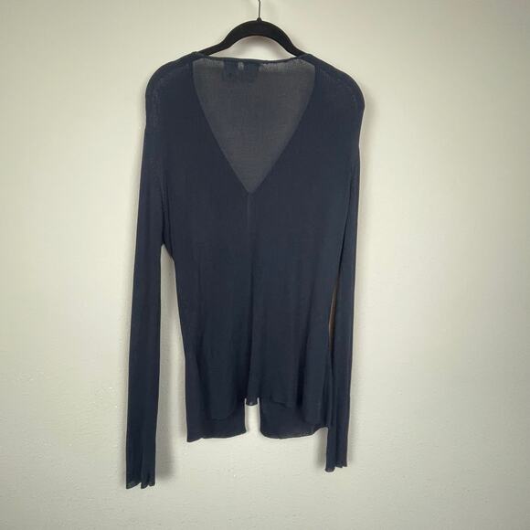 A/X Armani Exchange Midnight Blue Knit Jersey Cardigan‎ Eye Hook Size L - Picture 3 of 5